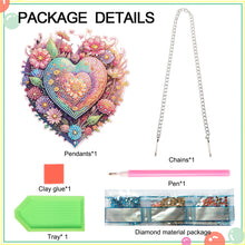 Load image into Gallery viewer, Acrylic Single-Sided 5D DIY Diamond Painting Hanging Pendant (Heart and Flowers)