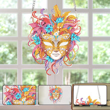 Load image into Gallery viewer, Acrylic Single-Sided 5D DIY Diamond Painting Hanging Pendant (Pink Yellow Mask)