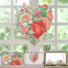 Load image into Gallery viewer, Acrylic Single-Sided 5D DIY Diamond Painting Hanging Pendant (Heart Flower Grass