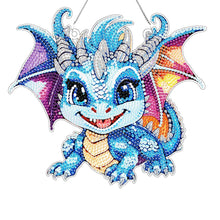 Load image into Gallery viewer, Acrylic Single-Sided DIY Diamond Painting Hanging Pendant (Blue Dinosaur Baby)