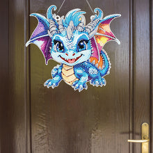 Load image into Gallery viewer, Acrylic Single-Sided DIY Diamond Painting Hanging Pendant (Blue Dinosaur Baby)