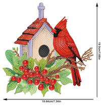 Load image into Gallery viewer, Acrylic Single-Sided DIY Diamond Painting Hanging Pendant (Bird House Cardinal)