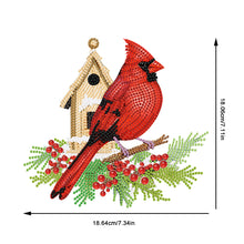Load image into Gallery viewer, Acrylic Single-Sided DIY Diamond Painting Hanging Pendant (Bird House Cardinal)