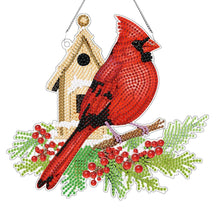Load image into Gallery viewer, Acrylic Single-Sided DIY Diamond Painting Hanging Pendant (Bird House Cardinal)