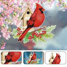 Load image into Gallery viewer, Acrylic Single-Sided DIY Diamond Painting Hanging Pendant (Bird House Cardinal)
