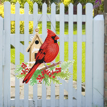 Load image into Gallery viewer, Acrylic Single-Sided DIY Diamond Painting Hanging Pendant (Bird House Cardinal)