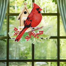 Load image into Gallery viewer, Acrylic Single-Sided DIY Diamond Painting Hanging Pendant (Bird House Cardinal)