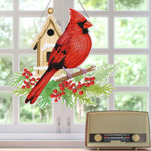 Load image into Gallery viewer, Acrylic Single-Sided DIY Diamond Painting Hanging Pendant (Bird House Cardinal)