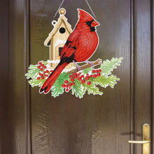 Load image into Gallery viewer, Acrylic Single-Sided DIY Diamond Painting Hanging Pendant (Bird House Cardinal)