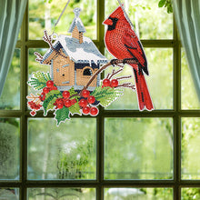 Load image into Gallery viewer, Acrylic Single-Sided DIY Diamond Painting Hanging Pendant (Bird House Cardinal)