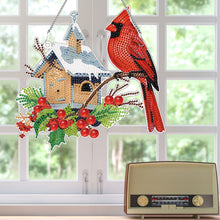 Load image into Gallery viewer, Acrylic Single-Sided DIY Diamond Painting Hanging Pendant (Bird House Cardinal)