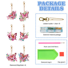 Load image into Gallery viewer, 6 PCS Butterfly Double Sided Special Shape Diamond Painting Keychain Pendant