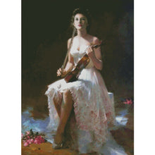 Load image into Gallery viewer, Diamond Painting - Full Round - girl playing violin (40*55CM)