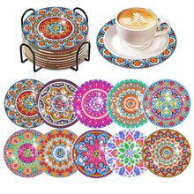 Load image into Gallery viewer, 8 Pcs Acrylic Diamond Painting Art Coasters Kit with Holder (Beautiful Mandara)