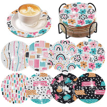 Load image into Gallery viewer, 8 Pcs Acrylic Diamond Painting Art Coasters Kit with Holder (Beautiful Pattern)