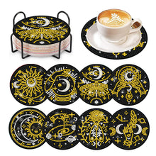 Load image into Gallery viewer, 8 Pcs Acrylic Diamond Painting Art Coasters Kit with Holder (Sun Moon Magic)