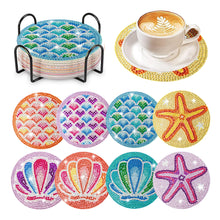 Load image into Gallery viewer, 8 Pcs Acrylic Diamond Painting Art Coasters Kit with Holder (Ocean Pattern)