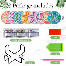 Load image into Gallery viewer, 8 Pcs Acrylic Diamond Painting Art Coasters Kit with Holder (Ocean Pattern)