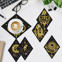 Load image into Gallery viewer, 8 PCS Acrylic Black Gold Pattern Diamond Painting Coasters for Adults Beginner