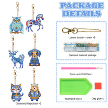 Load image into Gallery viewer, 6 PCS Double Sided Special Shape Diamond Painting Keychain (Papercutting Animal)