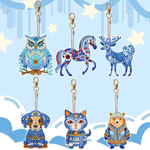 Load image into Gallery viewer, 6 PCS Double Sided Special Shape Diamond Painting Keychain (Papercutting Animal)