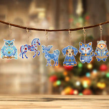 Load image into Gallery viewer, 6 PCS Double Sided Special Shape Diamond Painting Keychain (Papercutting Animal)