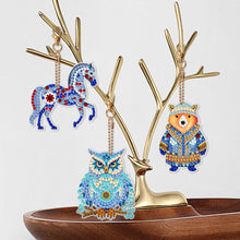 Load image into Gallery viewer, 6 PCS Double Sided Special Shape Diamond Painting Keychain (Papercutting Animal)