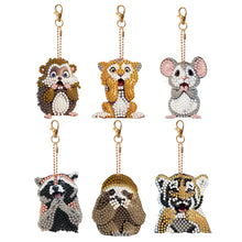 Load image into Gallery viewer, 6 PCS Double Sided Special Shape Diamond Painting Keychain (Panicked Animals)