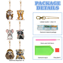 Load image into Gallery viewer, 6 PCS Double Sided Special Shape Diamond Painting Keychain (Panicked Animals)