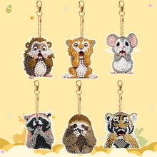 Load image into Gallery viewer, 6 PCS Double Sided Special Shape Diamond Painting Keychain (Panicked Animals)