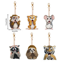 Load image into Gallery viewer, 6 PCS Double Sided Special Shape Diamond Painting Keychain (Panicked Animals)