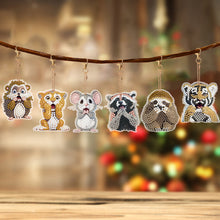 Load image into Gallery viewer, 6 PCS Double Sided Special Shape Diamond Painting Keychain (Panicked Animals)