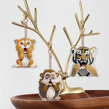 Load image into Gallery viewer, 6 PCS Double Sided Special Shape Diamond Painting Keychain (Panicked Animals)