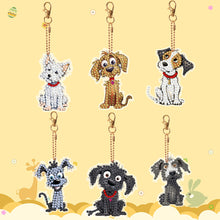 Load image into Gallery viewer, 6 PCS Double Sided Special Shape Diamond Painting Keychain (Cute Puppy)