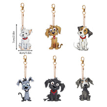 Load image into Gallery viewer, 6 PCS Double Sided Special Shape Diamond Painting Keychain (Cute Puppy)