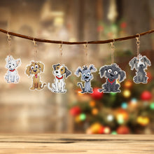 Load image into Gallery viewer, 6 PCS Double Sided Special Shape Diamond Painting Keychain (Cute Puppy)