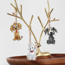 Load image into Gallery viewer, 6 PCS Double Sided Special Shape Diamond Painting Keychain (Cute Puppy)