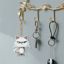 Load image into Gallery viewer, 6 PCS Double Sided Special Shape Diamond Painting Keychain (Fierce Cute Cat)