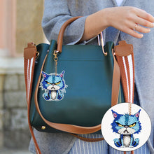 Load image into Gallery viewer, 6 PCS Double Sided Special Shape Diamond Painting Keychain (Fierce Cute Cat)