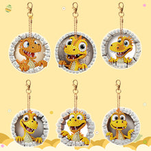 Load image into Gallery viewer, 6 PCS Double Sided Special Shape Diamond Painting Keychain (Little Dinosaur)