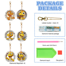Load image into Gallery viewer, 6 PCS Double Sided Special Shape Diamond Painting Keychain (Little Dinosaur)