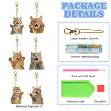 Load image into Gallery viewer, 6 PCS Double Sided Special Shape Diamond Painting Keychain (Panicked Cat)