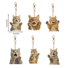Load image into Gallery viewer, 6 PCS Double Sided Special Shape Diamond Painting Keychain (Panicked Cat)