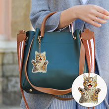Load image into Gallery viewer, 6 PCS Double Sided Special Shape Diamond Painting Keychain (Panicked Cat)