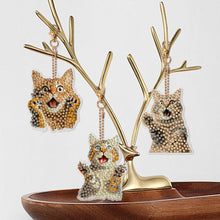 Load image into Gallery viewer, 6 PCS Double Sided Special Shape Diamond Painting Keychain (Panicked Cat)