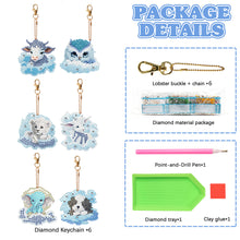 Load image into Gallery viewer, 6 PCS Double Sided Special Shape Diamond Painting Keychain (Cloud Animals)