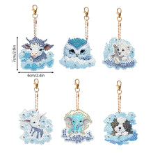 Load image into Gallery viewer, 6 PCS Double Sided Special Shape Diamond Painting Keychain (Cloud Animals)