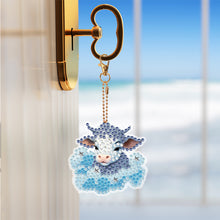 Load image into Gallery viewer, 6 PCS Double Sided Special Shape Diamond Painting Keychain (Cloud Animals)
