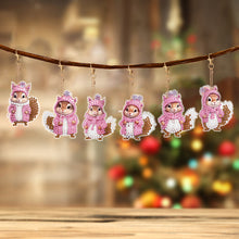 Load image into Gallery viewer, 6 PCS Double Sided Special Shape Diamond Painting Keychain (Pink Squirrel)