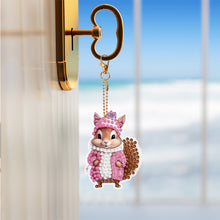 Load image into Gallery viewer, 6 PCS Double Sided Special Shape Diamond Painting Keychain (Pink Squirrel)